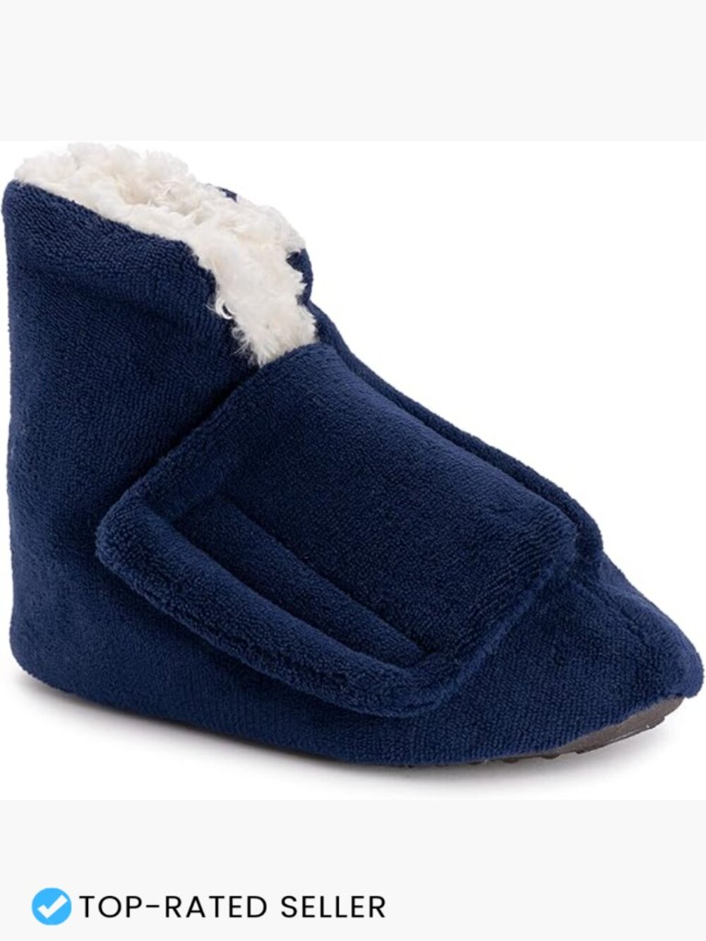 Faux Fur Lined Bootie Slippers Cozy House Slippers Adjustable Velcro Closure